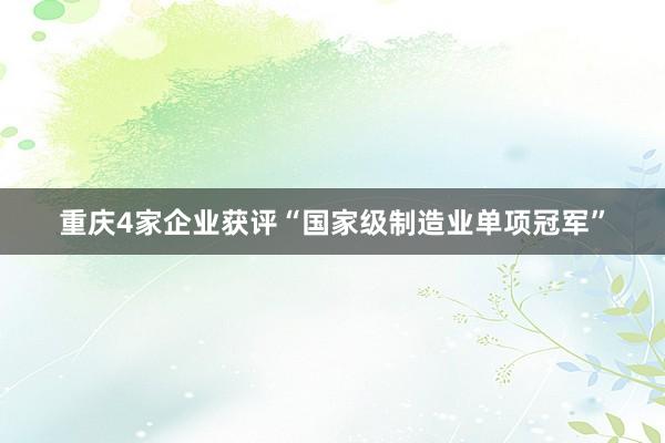 重庆4家企业获评“国家级制造业单项冠军”
