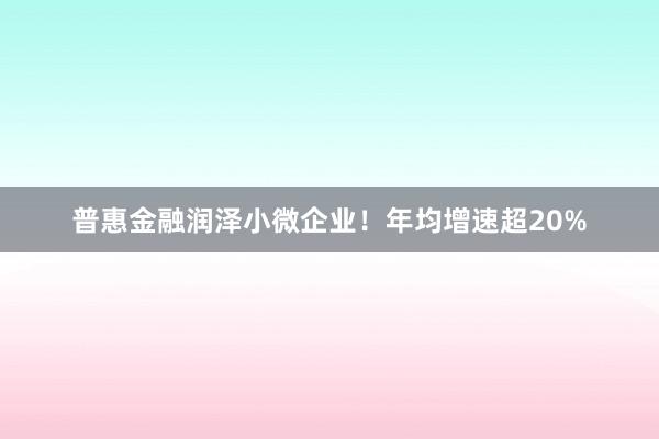 普惠金融润泽小微企业！年均增速超20%