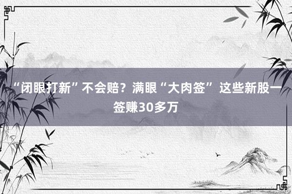 “闭眼打新”不会赔？满眼“大肉签” 这些新股一签赚30多万