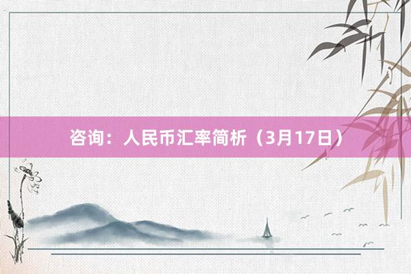 咨询：人民币汇率简析（3月17日）