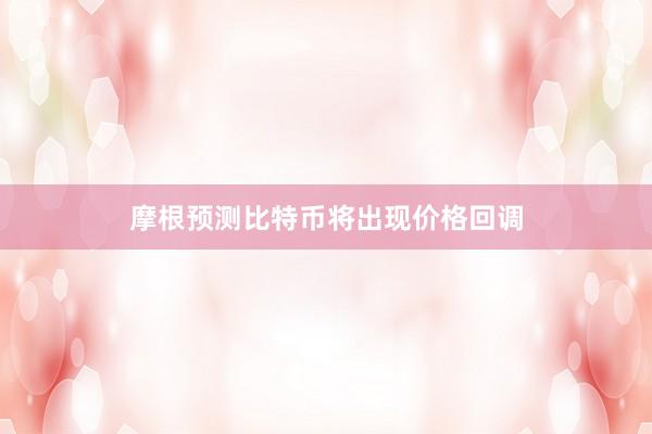 摩根预测比特币将出现价格回调