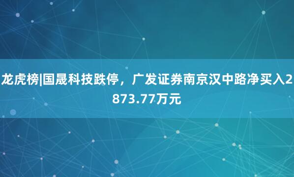 龙虎榜|国晟科技跌停，广发证券南京汉中路净买入2873.77万元