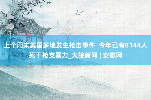上个周末美国多地发生枪击事件  今年已有8144人死于枪支暴力_大皖新闻 | 安徽网