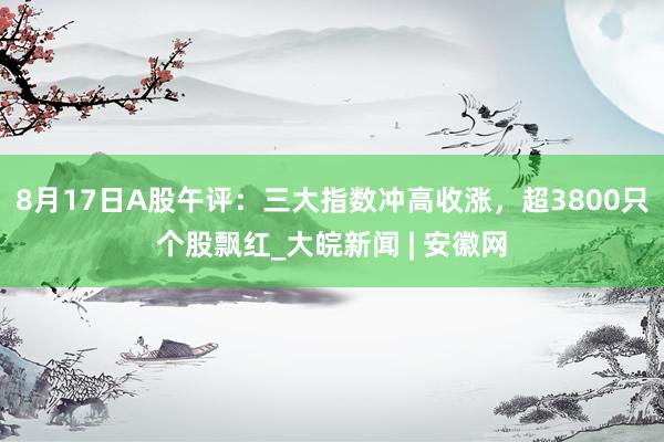 8月17日A股午评：三大指数冲高收涨，超3800只个股飘红_大皖新闻 | 安徽网