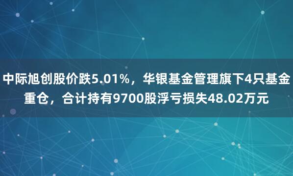中际旭创股价跌5.01%，华银基金管理旗下4只基金重仓，合计持有9700股浮亏损失48.02万元