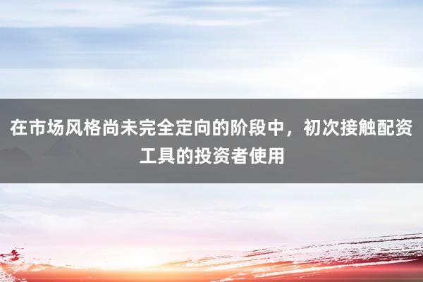 在市场风格尚未完全定向的阶段中，初次接触配资工具的投资者使用
