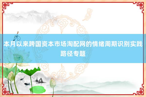 本月以来跨国资本市场淘配网的情绪周期识别实践路径专题