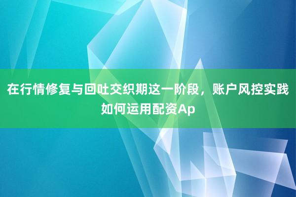 在行情修复与回吐交织期这一阶段，账户风控实践如何运用配资Ap