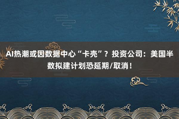 AI热潮或因数据中心“卡壳”？投资公司：美国半数拟建计划恐延期/取消！