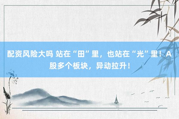 配资风险大吗 站在“田”里，也站在“光”里！A股多个板块，异动拉升！