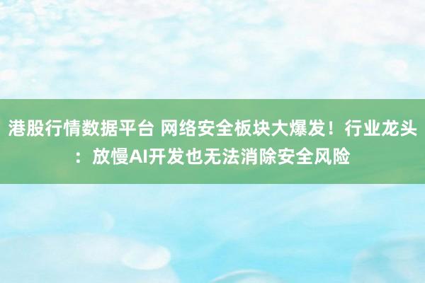 港股行情数据平台 网络安全板块大爆发！行业龙头：放慢AI开发也无法消除安全风险