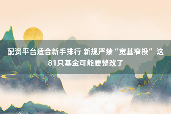 配资平台适合新手排行 新规严禁“宽基窄投” 这81只基金可能要整改了
