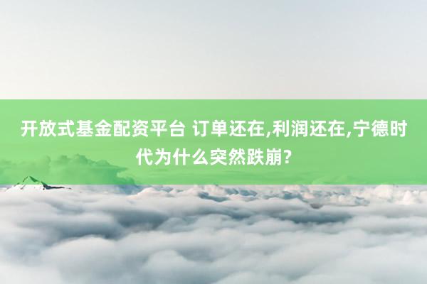 开放式基金配资平台 订单还在,利润还在,宁德时代为什么突然跌崩?