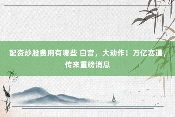 配资炒股费用有哪些 白宫，大动作！万亿赛道，传来重磅消息